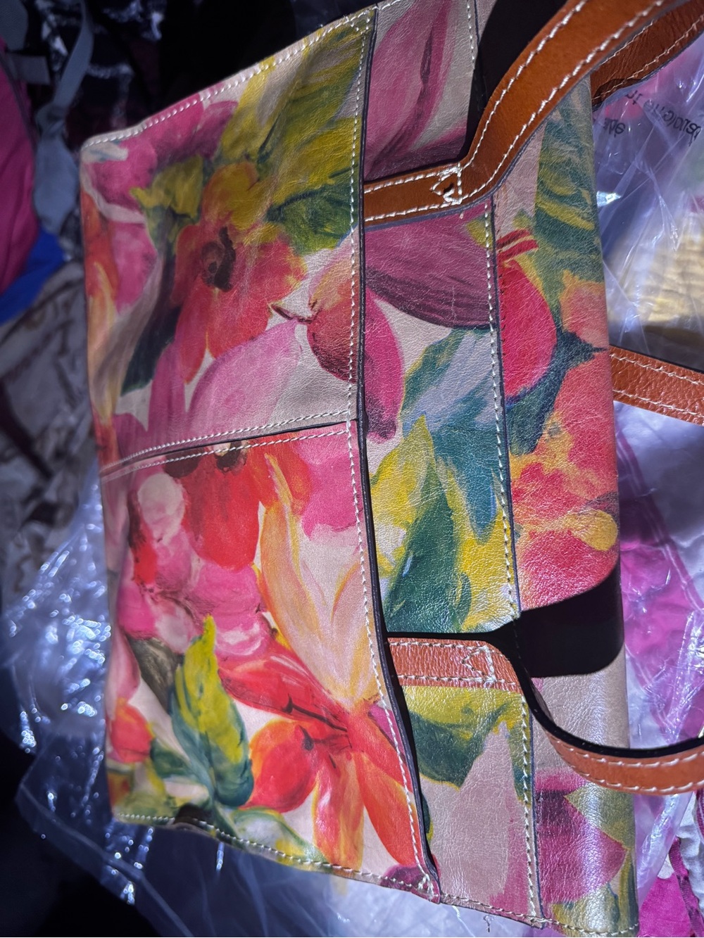 Patricia Nash Floral Leather Tote Bag in Multi-Color EUC Beautiful - Picture 6 of 7